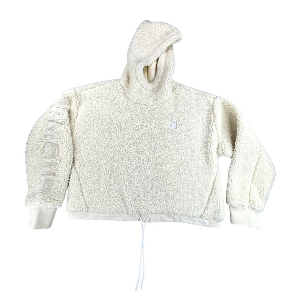 Under Armour Sherpa Hoodie XL Cropped Plush Comfort Spellout Be Seen Pullover